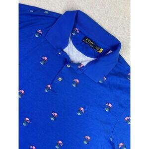 Polo Ralph Lauren Polo Shirt Mens 2XLT Blue Flamingo All Over Golf Fun